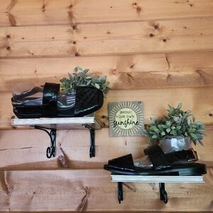 Massimo Matteo Italy Black Quilted Leather Sandals Genuine Alligator Shoes Sz 12